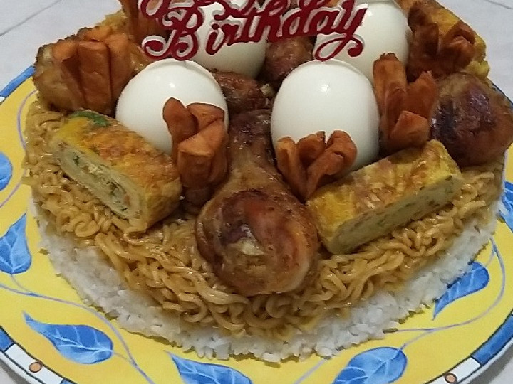 Bagaimana Membuat Nasi uduk miegor birthday cake 😜 yang Enak Banget