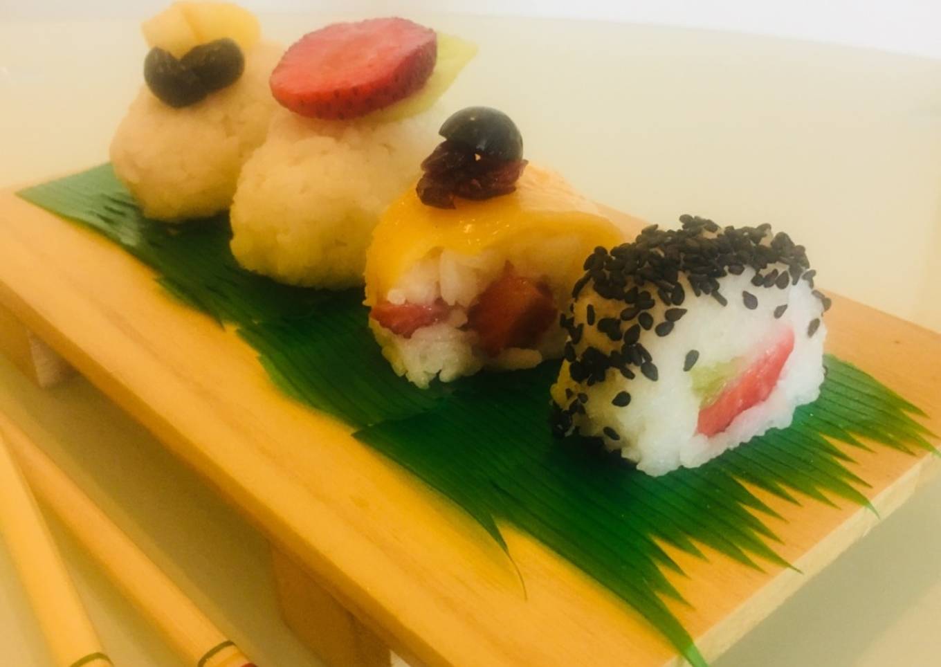 Fresh fruit sushi platter