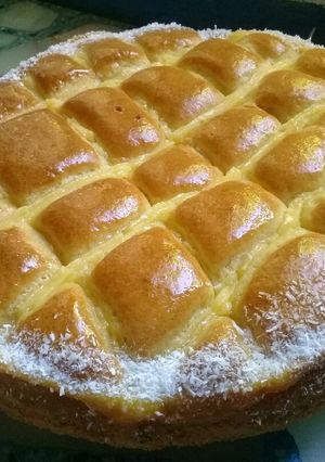 Una foto de Torta Matera con Crema pastelera una delicia 😋😊