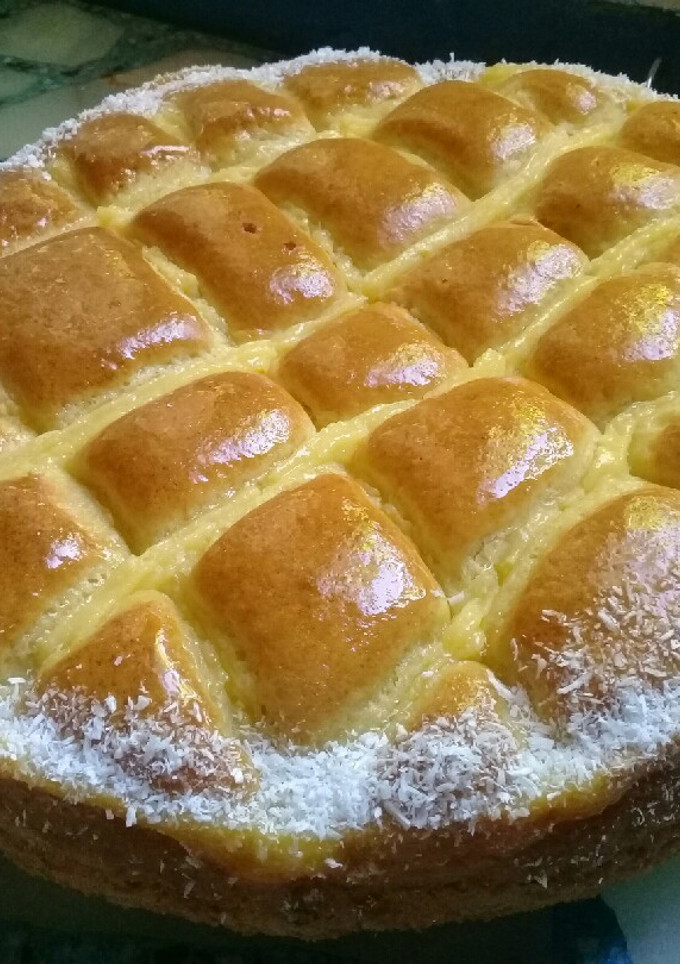 Una foto de Torta Matera con Crema pastelera una delicia 😋😊