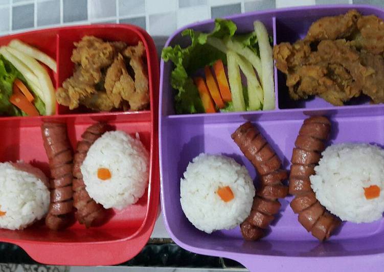 Bekal Anak Bento "Ayam Krispi dan Sosis Goreng"😍😘