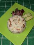 Nasi bawang putih daun jeruk (garlic rice with lime leaves)