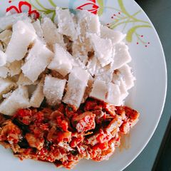 Yam and fish souce A picture of Yam and fish souce.