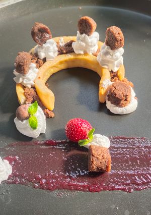 A picture of Deconstructed chocolate cake tart.