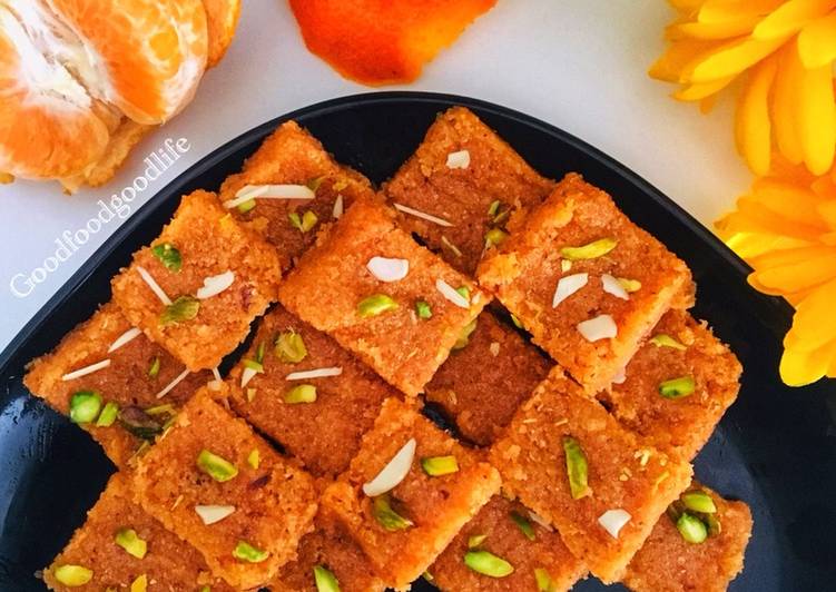 Recipe of Perfect Colourful Orange Barfi