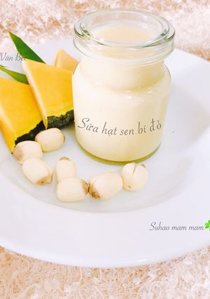 Hình của món Ăn dặm-Sữa hạt sen bí đỏ cho bé làm từ sữa công thức.