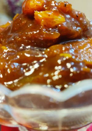 A picture of Jaggery Mango Sweet Pickle.