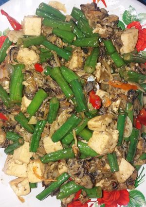 Foto resep Tumis kerang, tahu, dan kacang panjang