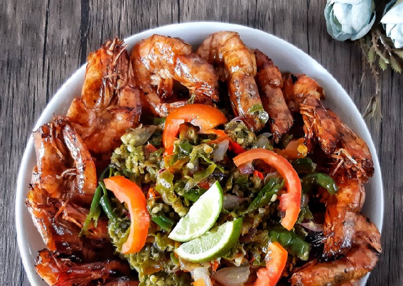 Udang Bakar Kecap Madu Sambal Hijau