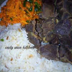 A picture of White Rice with Meat.