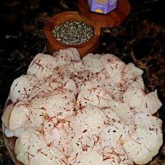 A picture of Mike's Himalayan Salt Block Lobster Tails & Sweet Saffron.