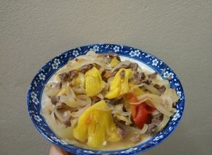 Hình của món Thịt bò xào dứa, hành tây.