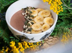 Foto principal de Porridge de avena, plátano, maca y cacao en Thermomix