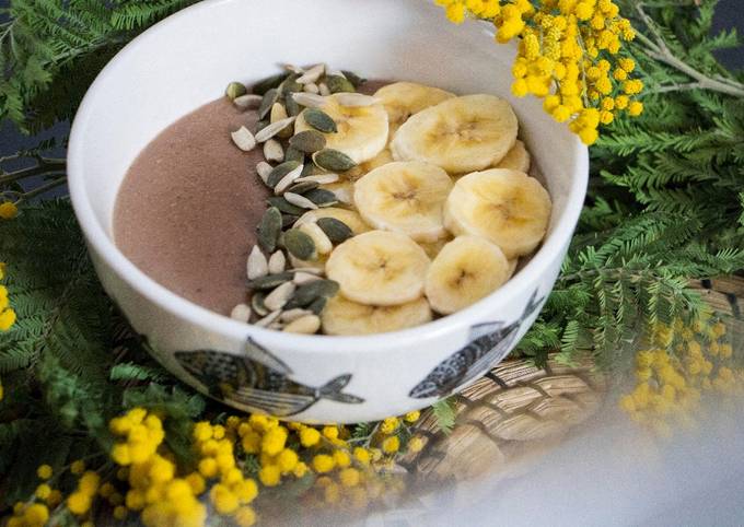 Foto principal de Porridge de avena, plátano, maca y cacao en Thermomix