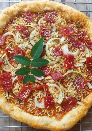 Foto resep Pizza Kimchi - gochujang