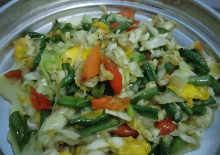 Resep Orak-arik telur,kol, kacang panjang Anti Gagal