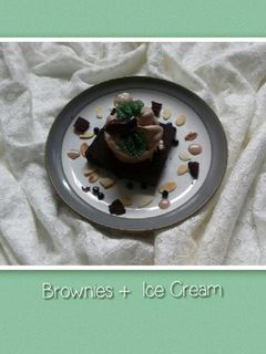 Foto resep Brownies + Es krim+ Almond