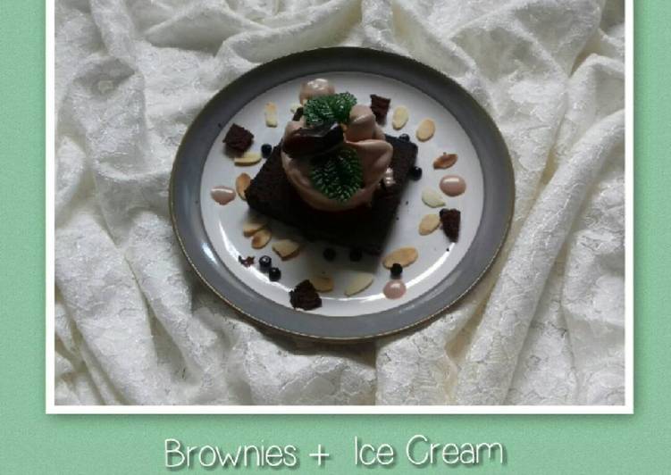 Brownies + Es krim+ Almond