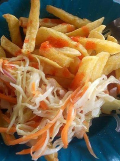 A picture of Chips with salad dressing.