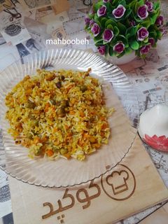 عکسی از دستور نخود فرنگی پلو بدون گوشت (مقرون به صرفه)