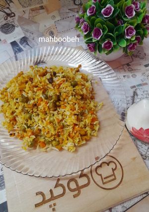عکسی از دستور نخود فرنگی پلو بدون گوشت (مقرون به صرفه)