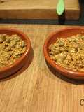 Habas con tocino y huevos revueltos