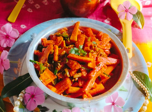 A picture of Instant carrot pickle (gajar Ka Achar).
