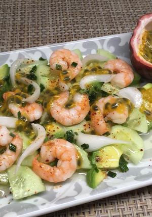 Une photo de Salade de Crevettes au fruit de la passion
