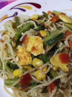 A picture of Spaghetti cheesy veggies with egg delite.