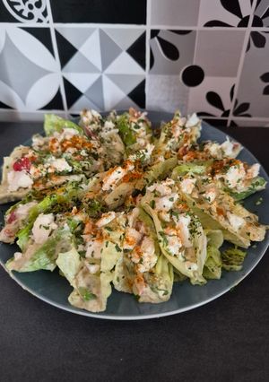 Une photo de Barquettes de sucrine gourmandes aux poivrons marinés 😀