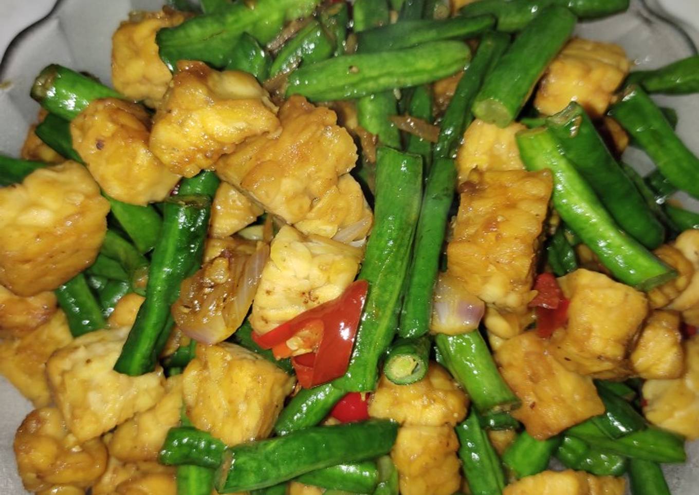 Tumis Tempe dan kacang panjang