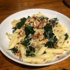 A picture of Kale, walnut and anchovy pasta.
