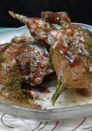 A picture of Palak ke patton ki vrat wali chat/ spinach leaves chat.