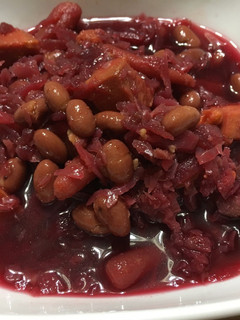 Vörös káposztás bableves recept fotója