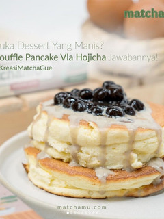 Foto resep Souffle Pancake Vla Hojicha