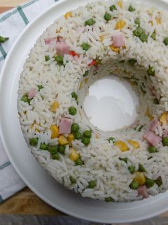 A picture of White Rice and Ham Recipe.