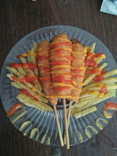 Foto resep -Crispy and Cheezy Corn Dog with Fries-