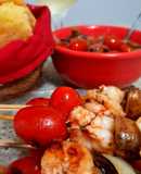 Brocheta de langostinos
