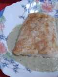 Merluza con crema de Cabrales (aprovechamiento)