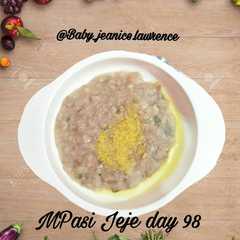 A picture of MPasi 9m+ Bubur sapi+tempe.