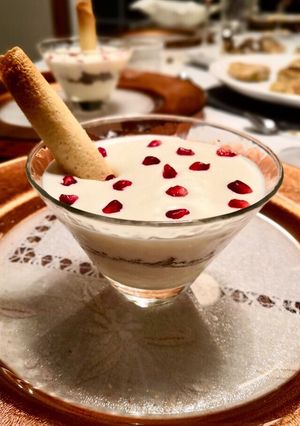 Una foto de Cheesecake de limón con granada en vasitos