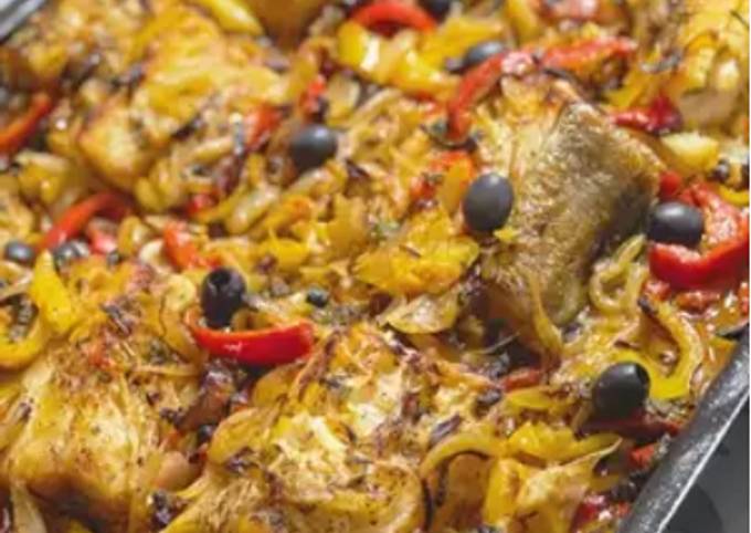 Bacalhau no forno com cebolada e pimentos Receita por sofia silva - Cookpad