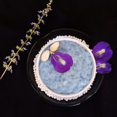 A picture of Butterfly pea sago pudding.
