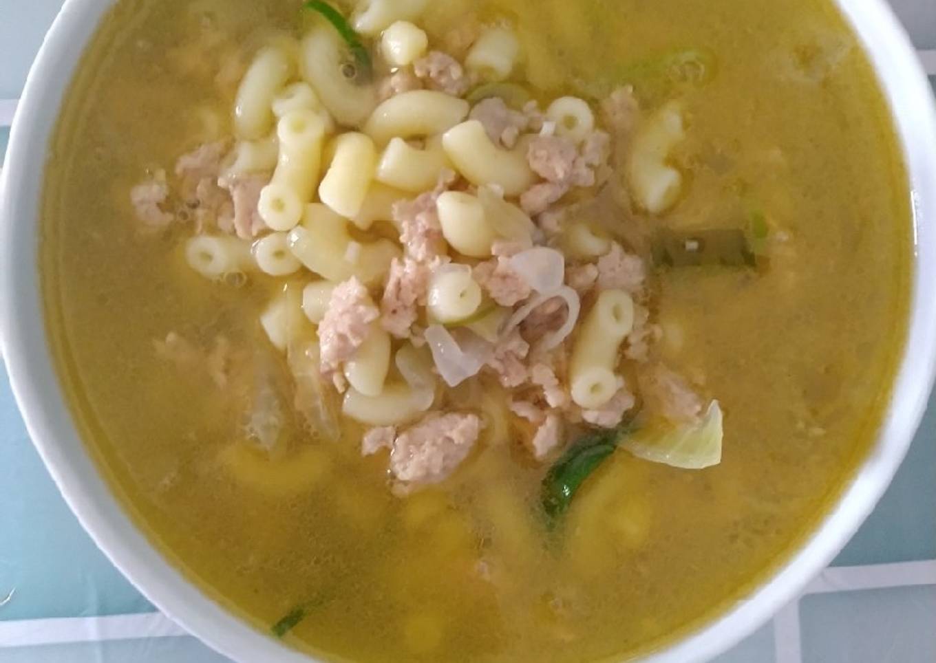 Sop Ayam Cincang Macaroni sederhana