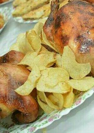 صورة لوصفة دجاج محشي بالارز واللحمه