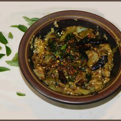 A picture of Brinjal/ Egg plant chutney (kaththirikkai thogaiyal in Tamil).