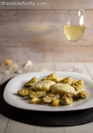 Una foto de Bacalao con alcachofas