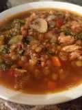 Spicy chicken, lentil, kale soup