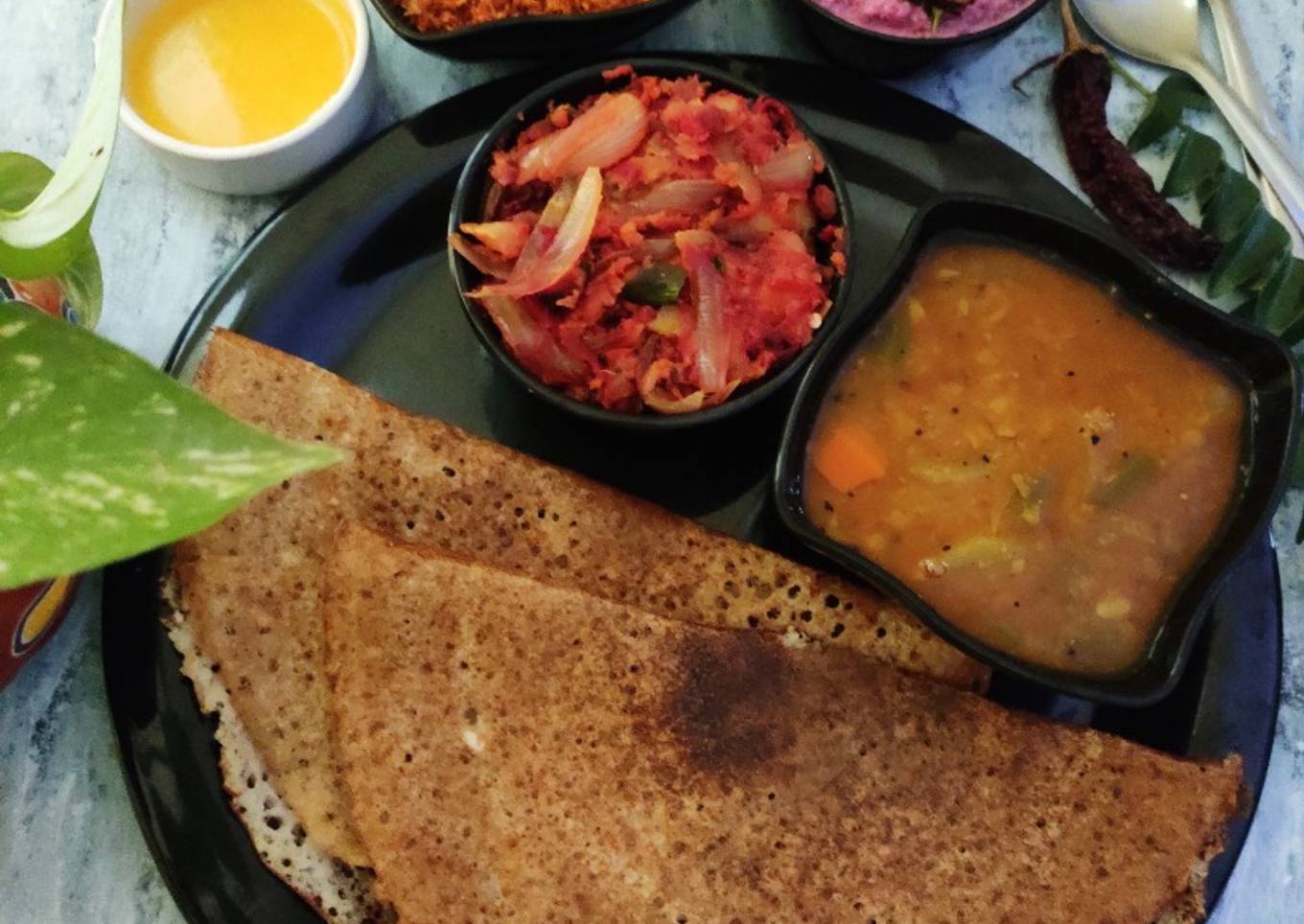 Pearl millet ghee roast dosa