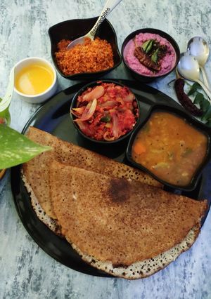 A picture of Pearl millet ghee roast dosa.